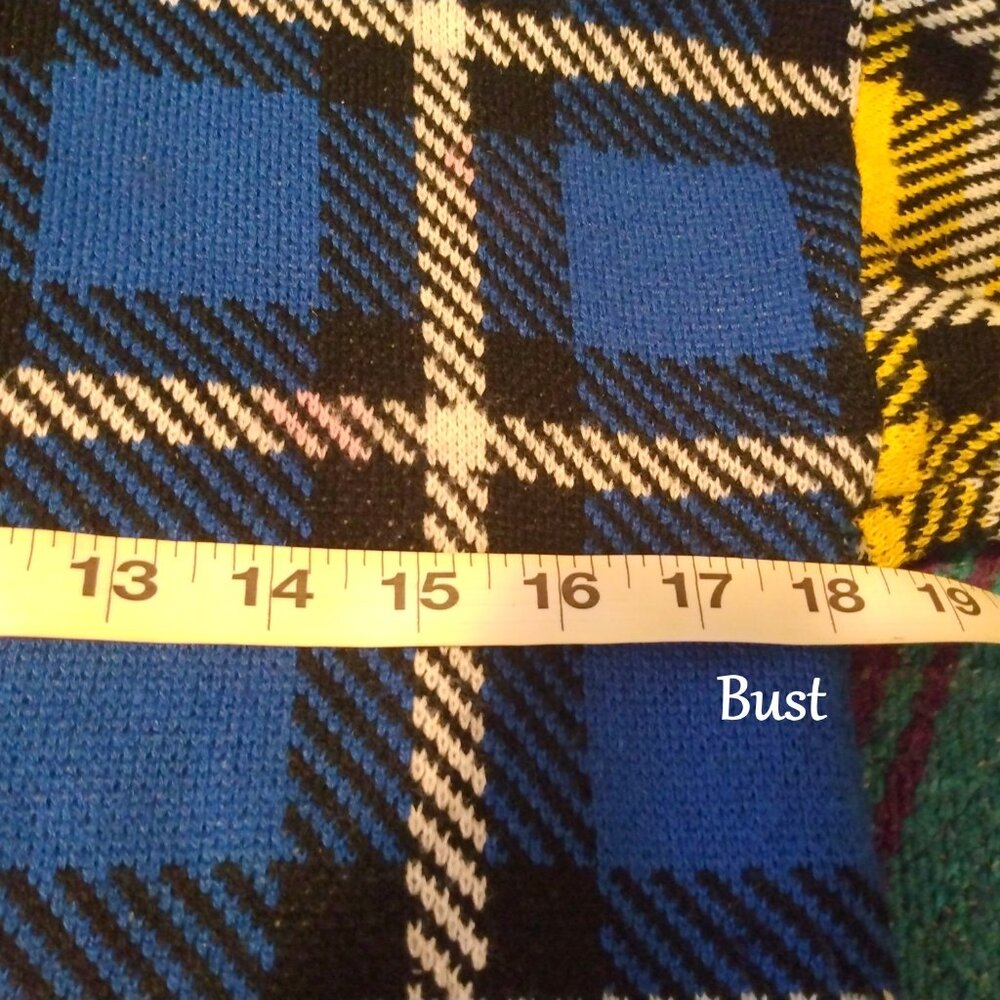Runway 7 Factory Distressed Colorblock Plaid Knit Cardigan S Grunge Varsity Y2K - Picture 8 of 8